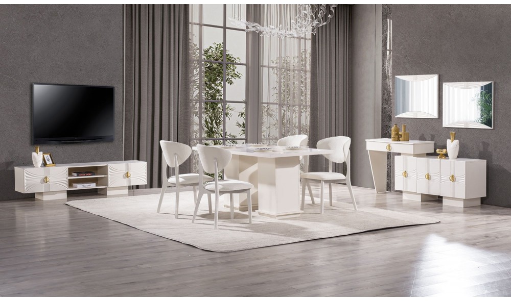 Dora Yemek Odası (Ön yüzler %100 mdf kasa suntalem malzemeden üretilmiştir)