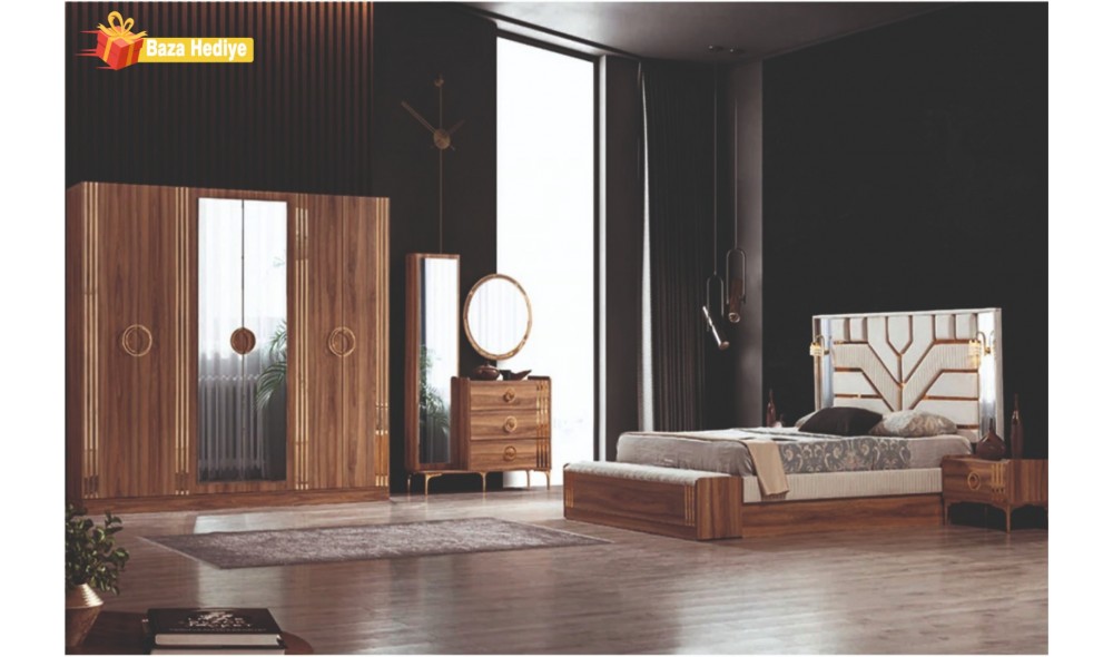 Alya Ceviz Yatak Odası Kendinden Bazalı 