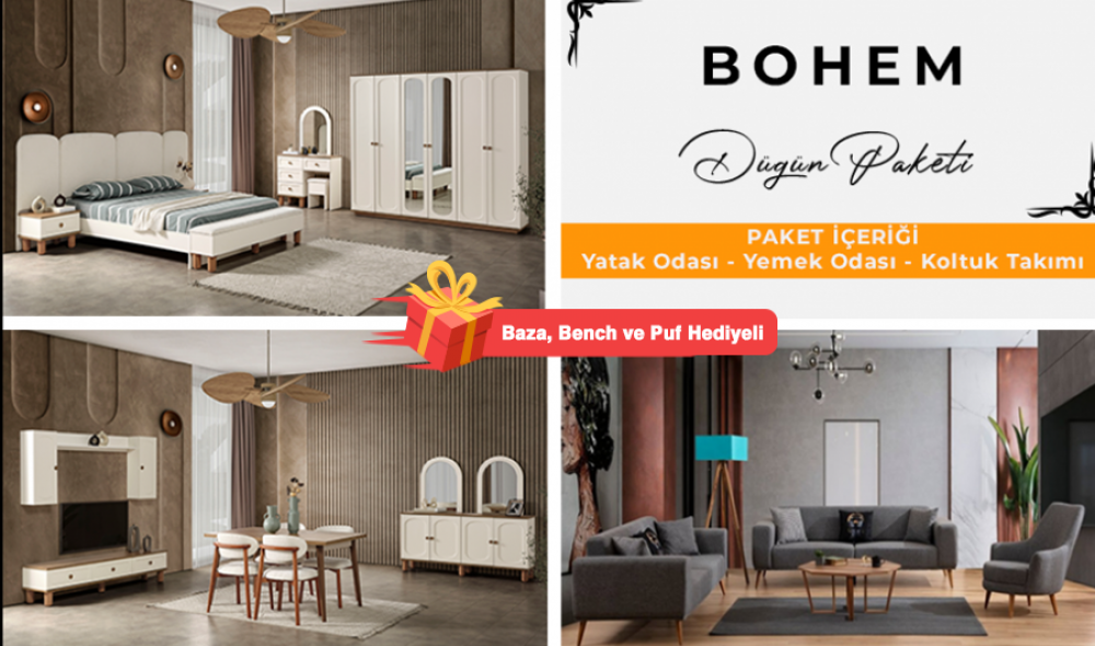 Bohem Düğün Paketi (YÜZLER MDF KASA SUNTALEM MALZEMEDEN ÜRETİLMİŞTİR)